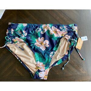 Kona SOl NWT plus size Navy floral side tie bikini bottom hygiene pad still in p